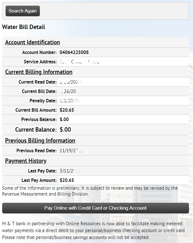 Baltimore City Water Bill Quick Pay